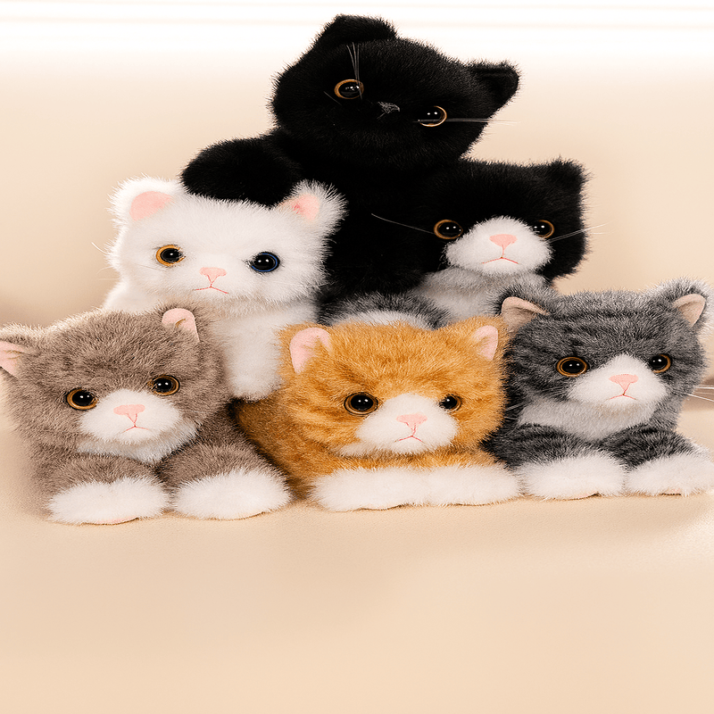 Six grandes peluches de chats réalistes Image