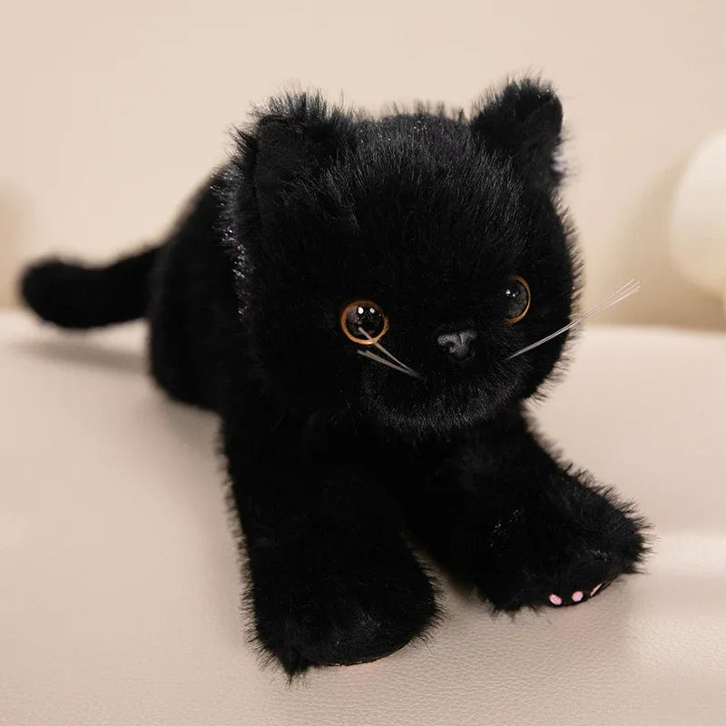 Grande peluche de chat noir réaliste