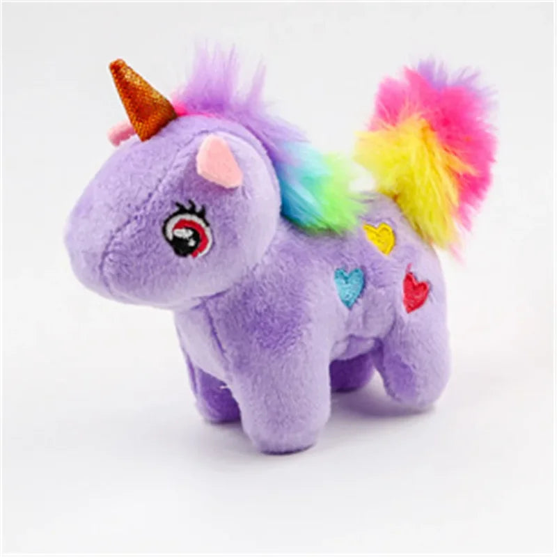 Mini peluche licorne violette sur fond blanc
