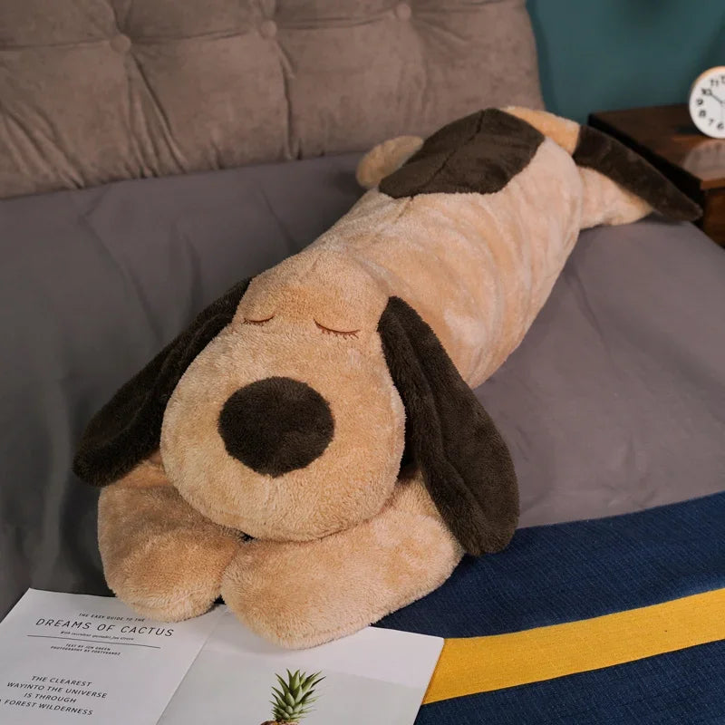 Oreiller xxl en peluche chien marron