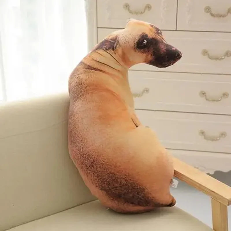 Oreiller en peluche chien lévrier clair