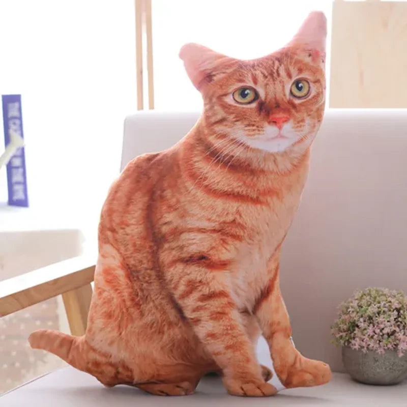 Peluche de chat en oreiller orange