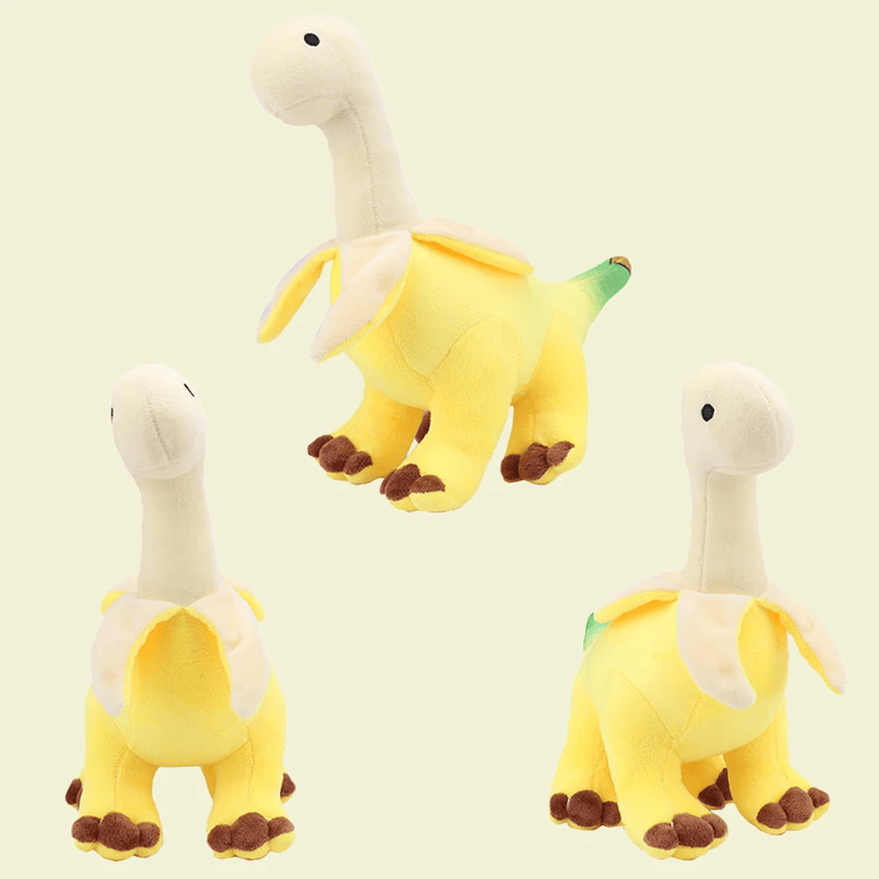 Peluche brontosaure en banane plusieurs positions sur fond blanc Image