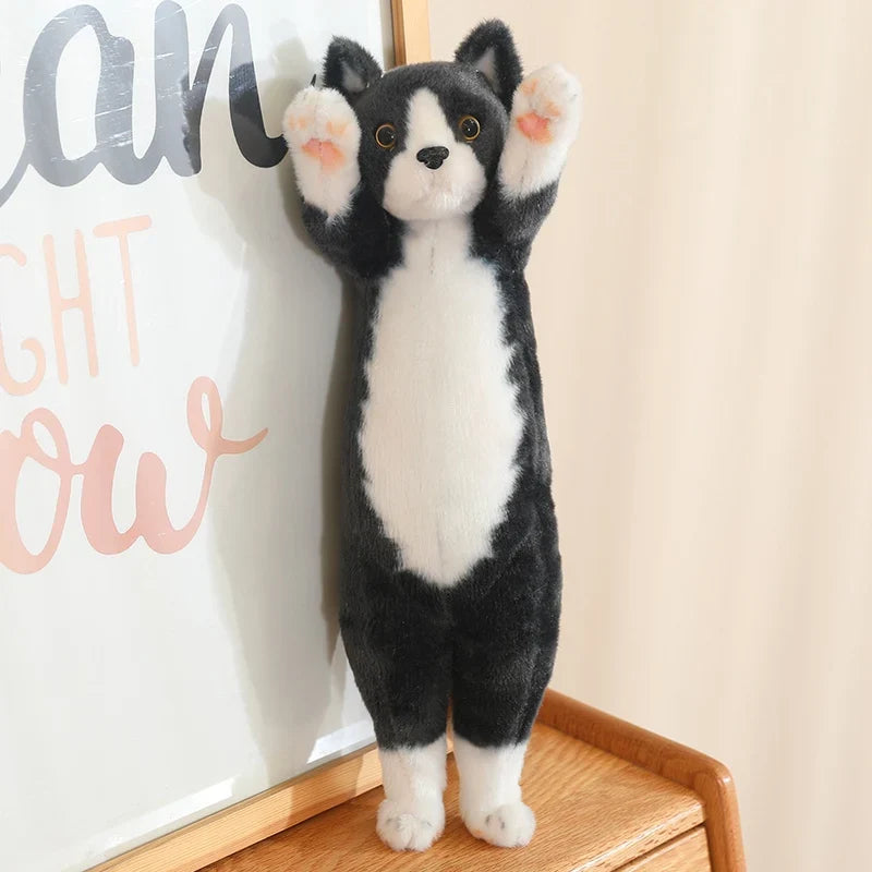 Peluche chat noir debout sur un meuble