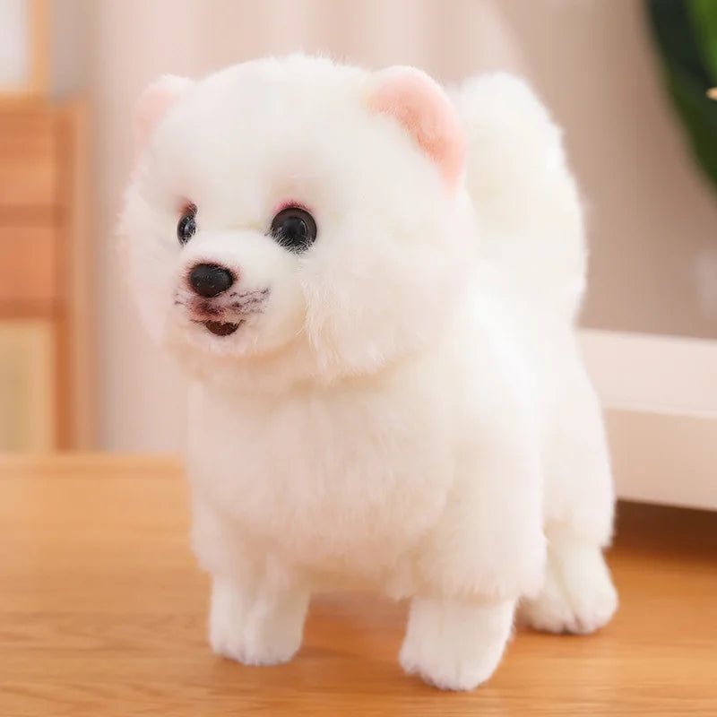 Peluche chien blanc Spitz nain de qualité Image