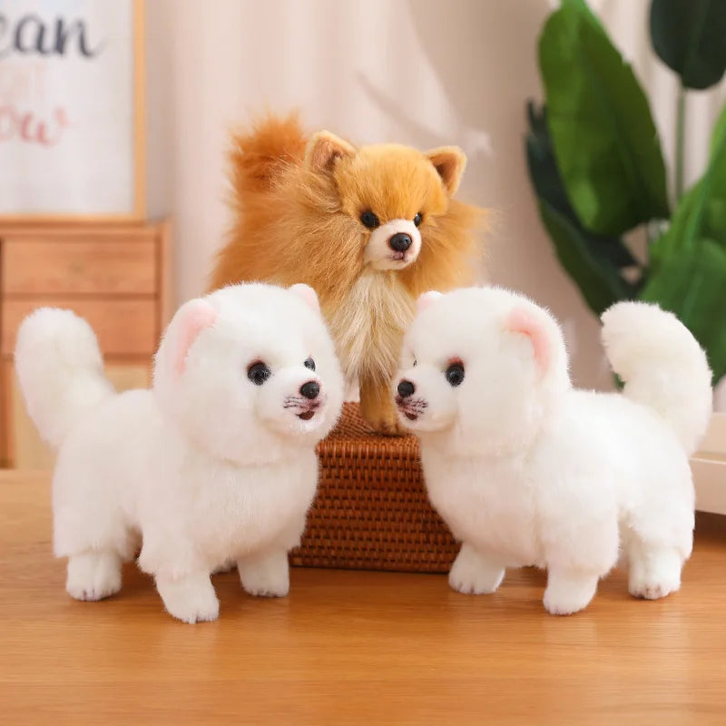 Trois peluches chiens Spitz nain de qualité Image