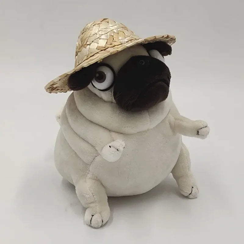 Peluche chien Carlin avec son chapeau de face Image