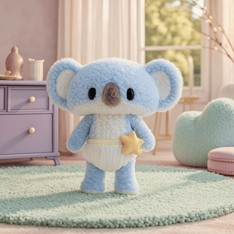 Peluche koala triste debout dans sa chambre Image