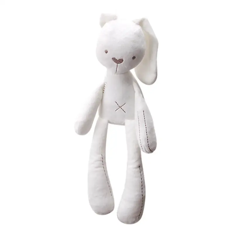 Peluche lapin compagnon de couchage sur un fond blanc