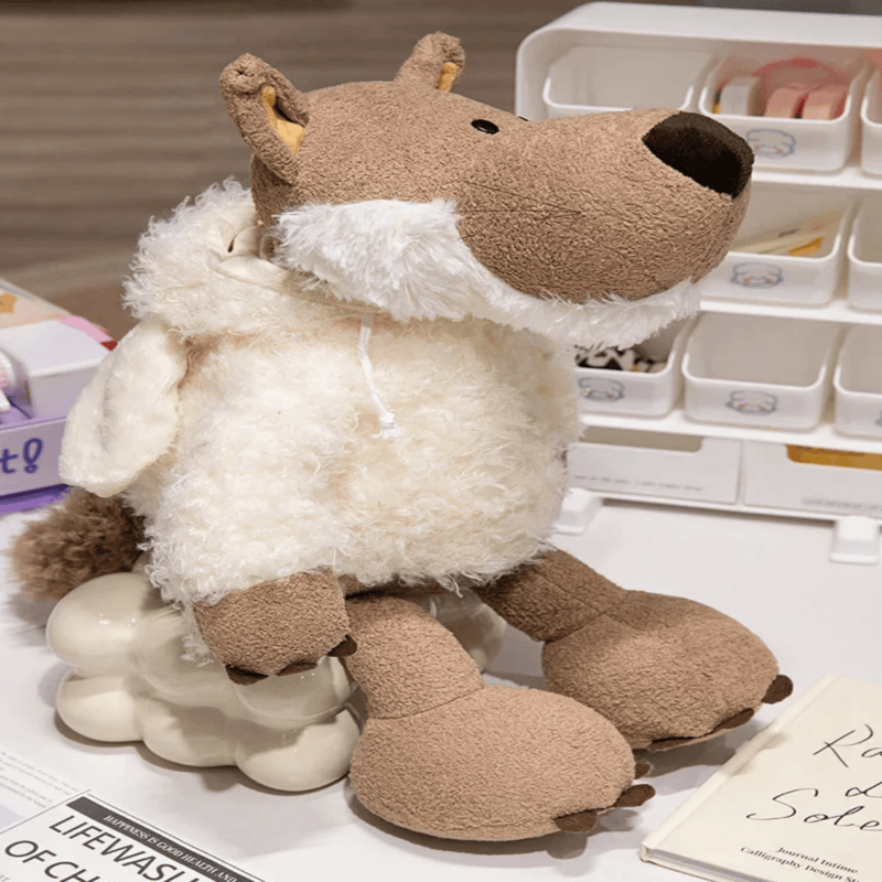Peluche loup super douce sans sa capuche
