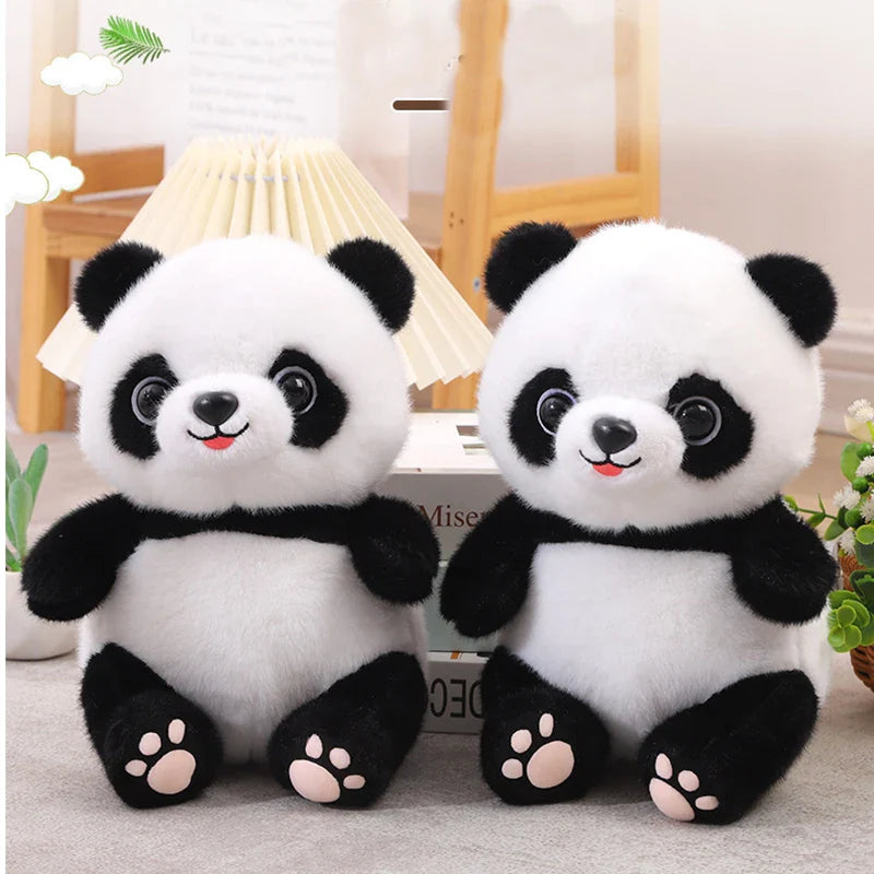 Deux peluches panda mignonne sur une moquette