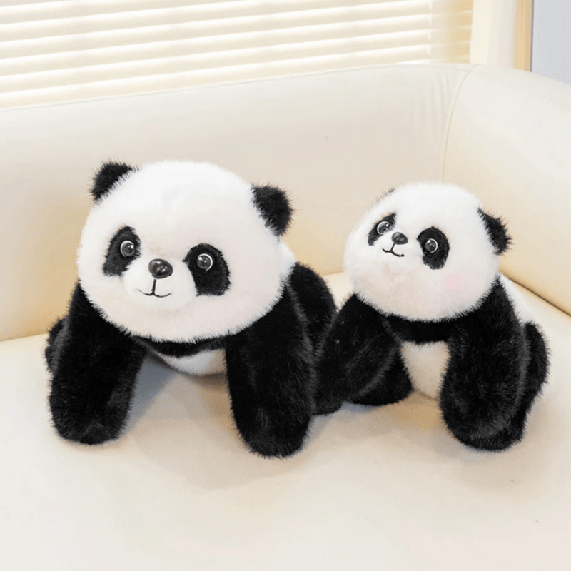 Deux peluches panda super douce sur un canapé
