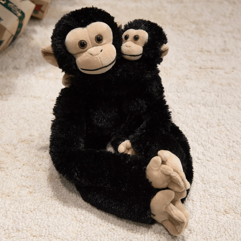 Peluche Chimpanzé mère et fils sur un tapis Image