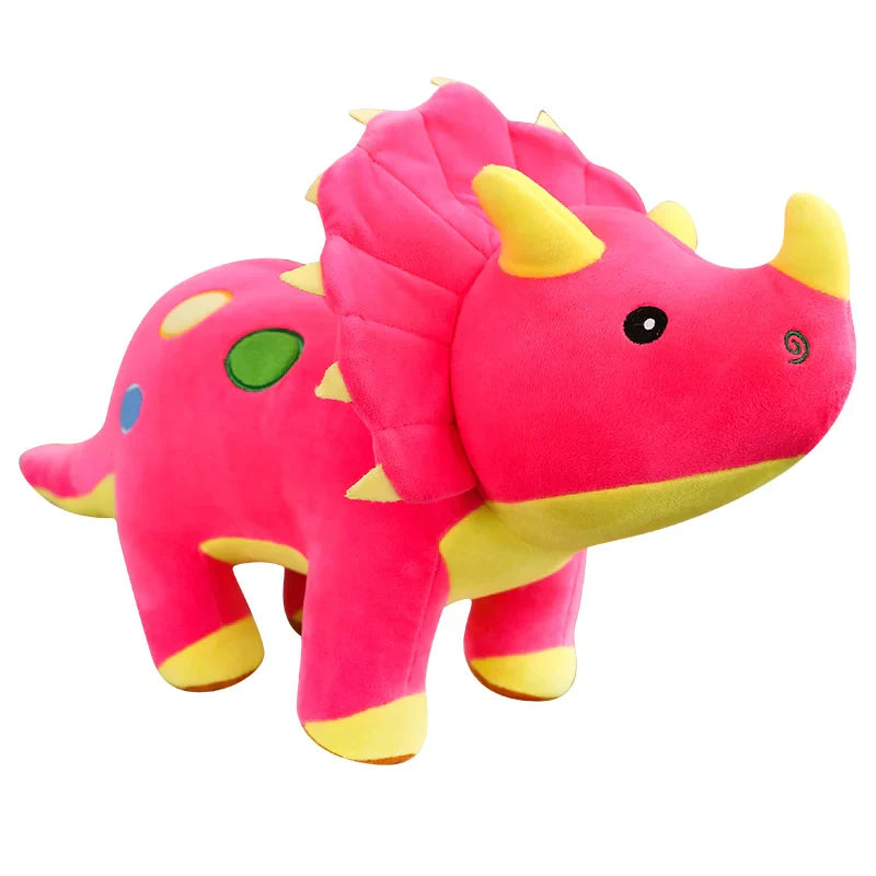 Peluche tricératops rose sur fond blanc 